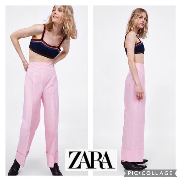 ZARA Trafaluc collection wide legged pink pants size XS - Picture 1 of 11